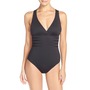 Cross Back One-Piece Swimsuit, Main, color, BLACK