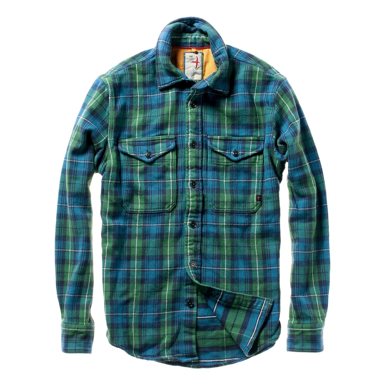 Relwen Brushed Flannel Blanket Shirt - Green/Blue Tartan | Flannel Shirts | Huckberry