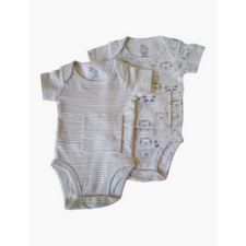 Two Pack Animal Print Feeding Tube Onesie (beige, grey, oatmeal)