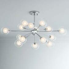 Possini Euro Design 15-Light Glass and Chrome Sputnik Modern Ceiling Light