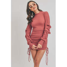 Solid Color Mock Neck Mini Bodycon Dress