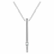 14K White .015 CT Diamond Bar 16-18" Necklace 
