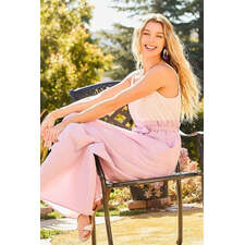 Striped Print Cami Sol Top Hi-waist Skirt Side Pocket Maxi Dress