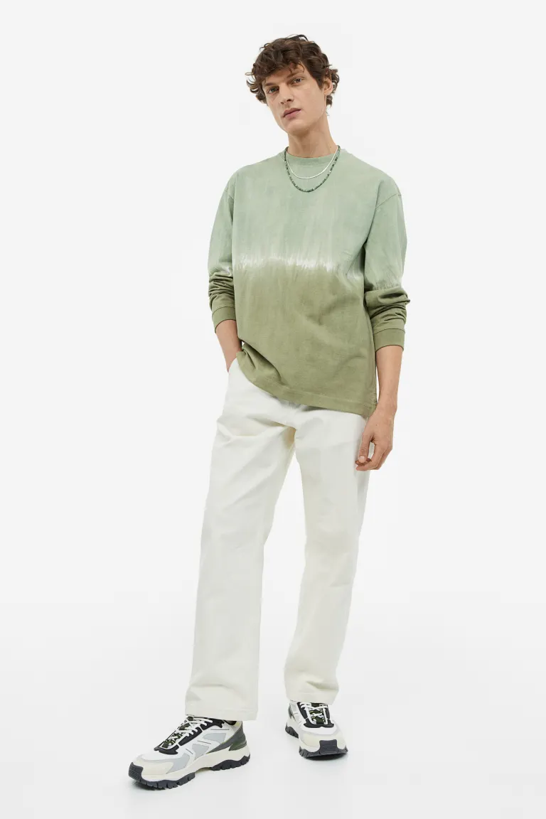 Relaxed Fit Jersey Shirt - Sage green/tie-dye - Men 