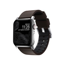 NOMAD Active Strap Pro Leather 22mm Apple Watch® Watchband, Main, color, SILVER/ BROWN