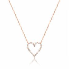 Graduated Diamond Single Prong Heart Necklace