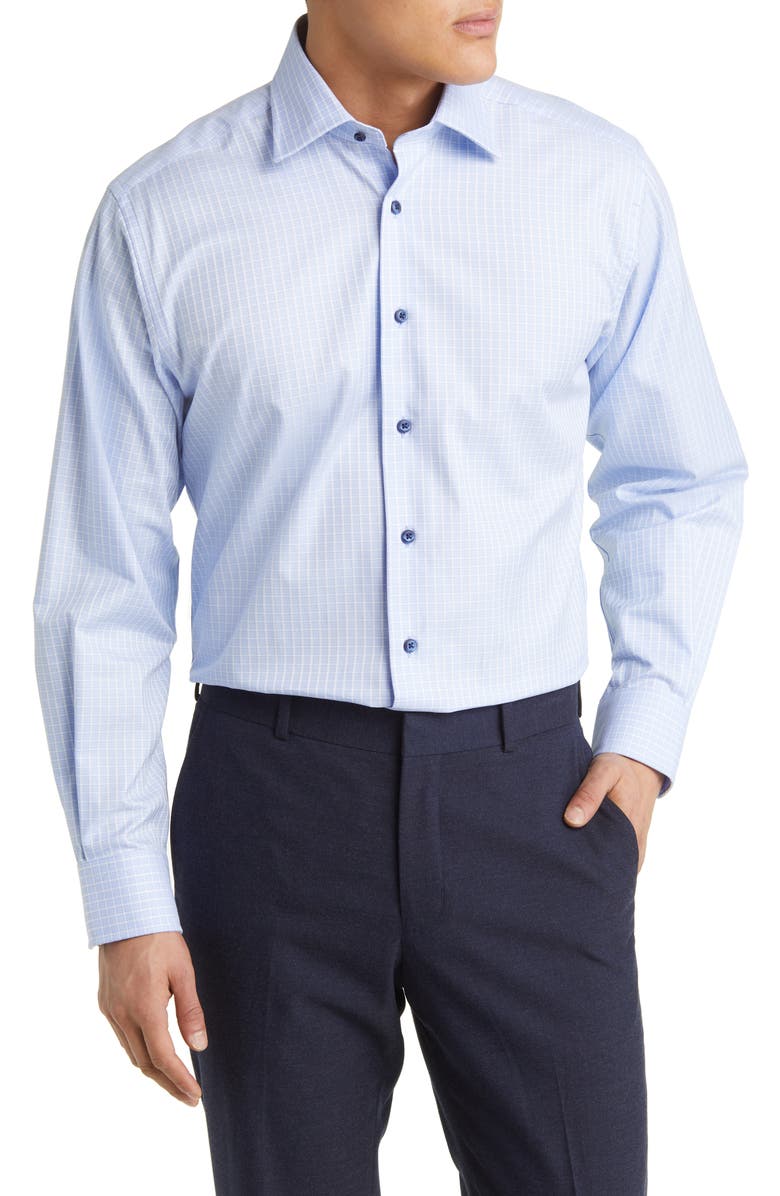 DAVID DONAHUE Regular Fit Check Cotton Dress Shirt, Main, color, BLUE