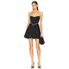 Helsa Stretch Cotton Sateen Mini Dress in Black | REVOLVE