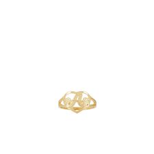 The M Jewelers NY Cutout Flower Heart Letter Ring in Gold | REVOLVE