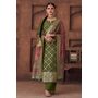 Forest Green Jacquard Silk Kurta Set With Printed Dupatta