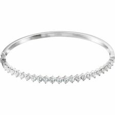 Sterling Silver Imitation White Cubic Zirconia Bangle 7 Bracelet