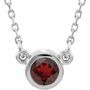 Rhodium-Plated Sterling Silver 4 mm Round Imitation Mozambique Garnet Solitaire 16 Necklace