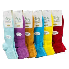 Colorful Socks - Sierra Socks Women Triple Cuff Crew Cotton Colorful Socks 6 Pair Pack