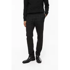 Slim Fit Pants - Black/plaid - Men 