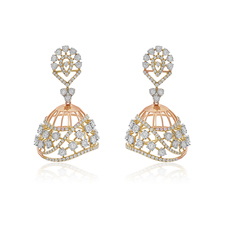 Modern, Gentle and Feminine Rose Gold and Diamond 'Jhumka' Earrings
