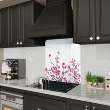 Plum Blossom stove glass backsplash