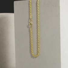 9ct Yellow Gold Plated 2.3mm Diamond Cut Rope Chain Necklace