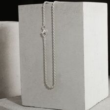 Sterling Silver 1.8mm Diamond Cut Rope Chain Necklace