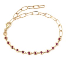 Bezel-set 2/5ctw Ruby Paperclip Link Bracelet l 7 inches