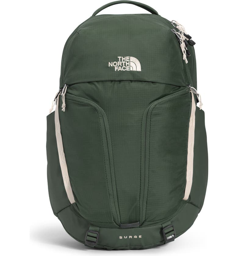 THE NORTH FACE Surge Water Repellent Ripstop Backpack, Main, color, THYME/ GARDENIA WHITE