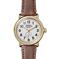 SHINOLA The Runwell Sub Second Leather Strap Watch, 41mm, Main, color, WHITE