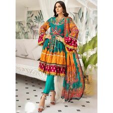 Buy Teal Linen Peplum Style Embroidered Suit Set