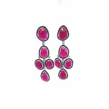 Ruby Dangle Earrings in 14K White Gold