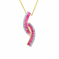 Ruby Ladies Fancy Pendant in 14K Yellow Gold