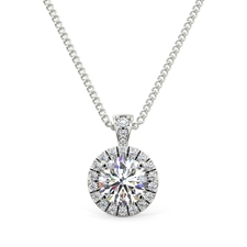 Round Microset Single Halo Pave Bail Pendent