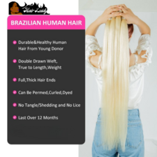 Blonde Straight Peruvian Remy Hair Extensions 1/3/4 Bundles 8-40 Inches