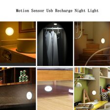 PIR Motion Sensor LED Night Light USB Rechargeable