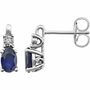 14K White Lab-Grown Blue Sapphire &amp; .02 CTW Natural Diamond Earrings