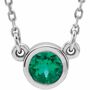 Rhodium-Plated Sterling Silver 4 mm Round Imitation Emerald Solitaire 16 Necklace