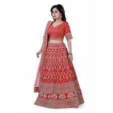Bridal Lehenga Choli in Red Color with Heavy Hand embroidery