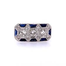 Vintage Platinum Sapphire Diamond Ring