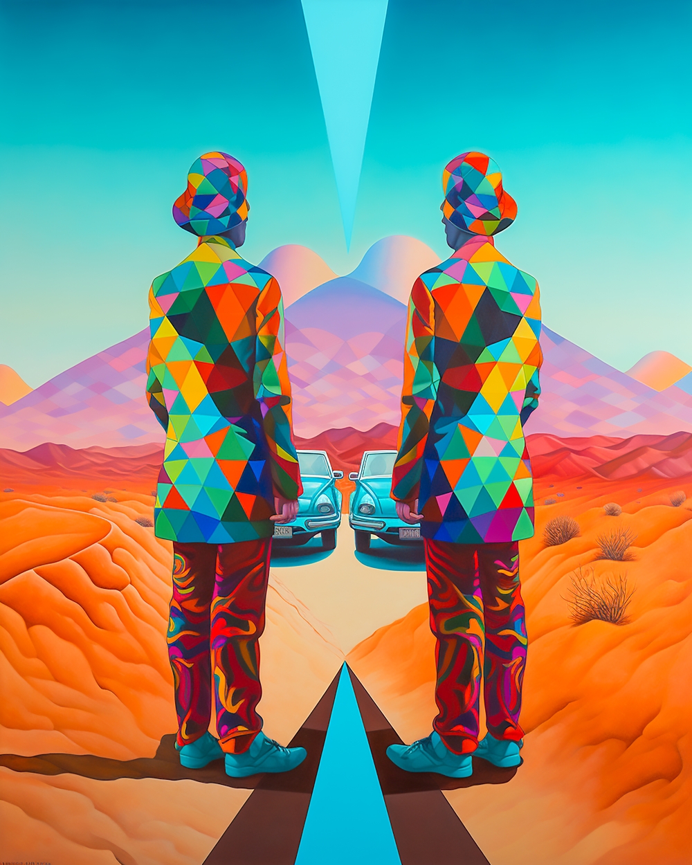 Twin Harlequins in the Desert | Rare Digital Artwork | MakersPlace