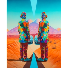 Twin Harlequins in the Desert | Rare Digital Artwork | MakersPlace