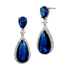 SAVVY CIE JEWELS Double Teardrop Earrings, Main, color, BLUE