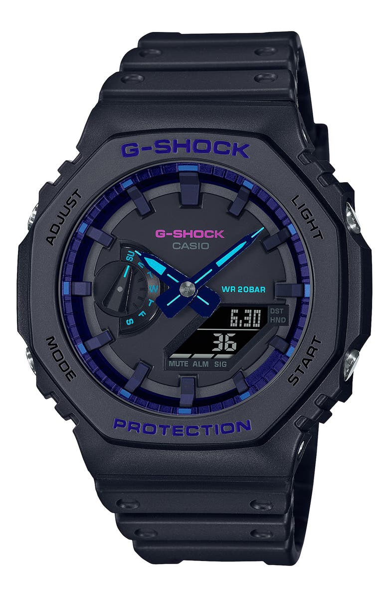 G-SHOCK Ana-Digi Resin Watch, 48.5mm, Main, color, BLACK AND BLUE