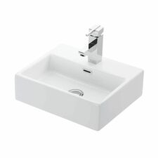 Quattro 40 Ceramic Wall Mounted / Countertop Bathroom Sink 16.9"