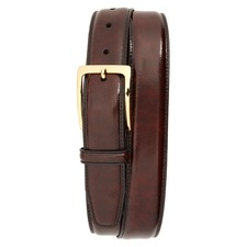JOHNSTON &amp; MURPHY Smooth Leather Belt, Main, color, BURGUNDY