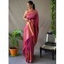 Erotic Magenta Jacquard Kanjeevaram Silk Wedding Saree With Blouse