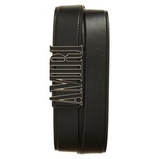 AMIRI Logo Leather Belt, Main, color, BLACK
