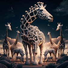 Thor and the Giraffe Herd | Rare Digital Artwork | MakersPlace