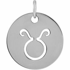 Sterling Silver 16.5 Mm Taurus Zodiac Disc Pendant