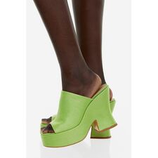 Straw Platform Mules - Bright green - Ladies 