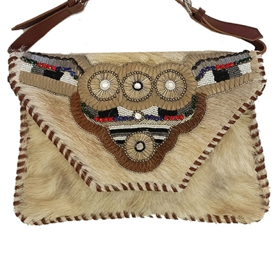 Bull Head Hair On Leather Clutch - Buy Online Embroidered Leather Clutches & Crossbody Handbag at SignatureThings.com