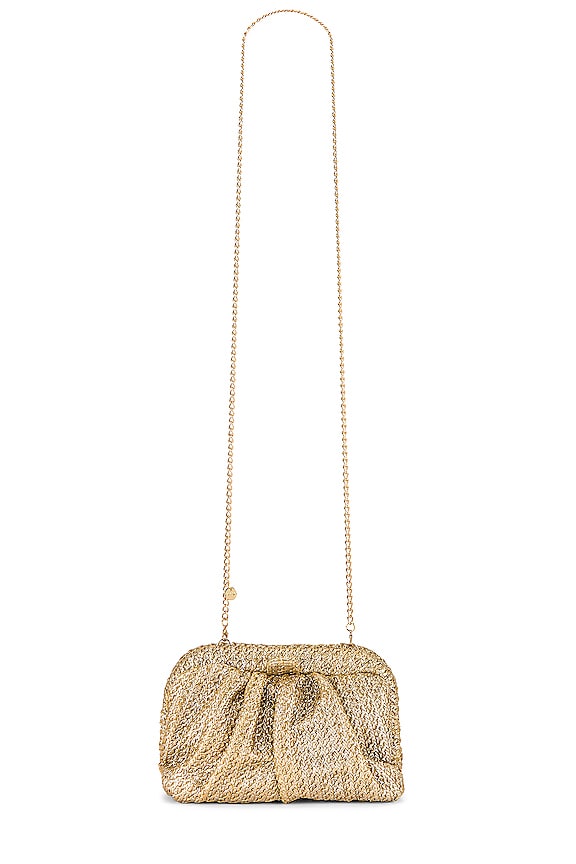 Stevie Pleated Woven Clutch in Gold 