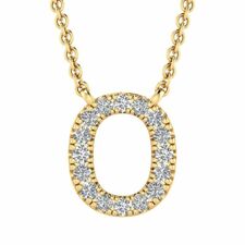 14K Yellow Gold Diamond Initial O Necklace