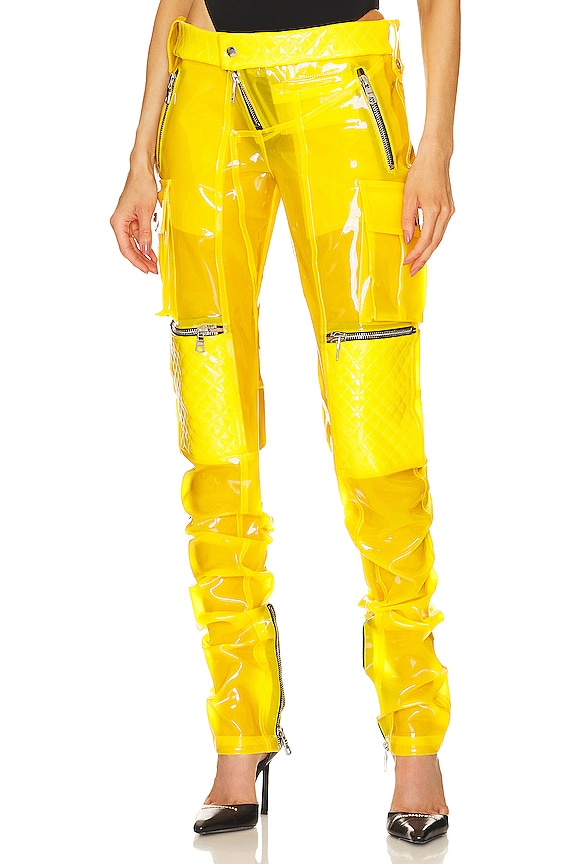 LaQuan Smith Moto Pant in Florescent Yellow | REVOLVE